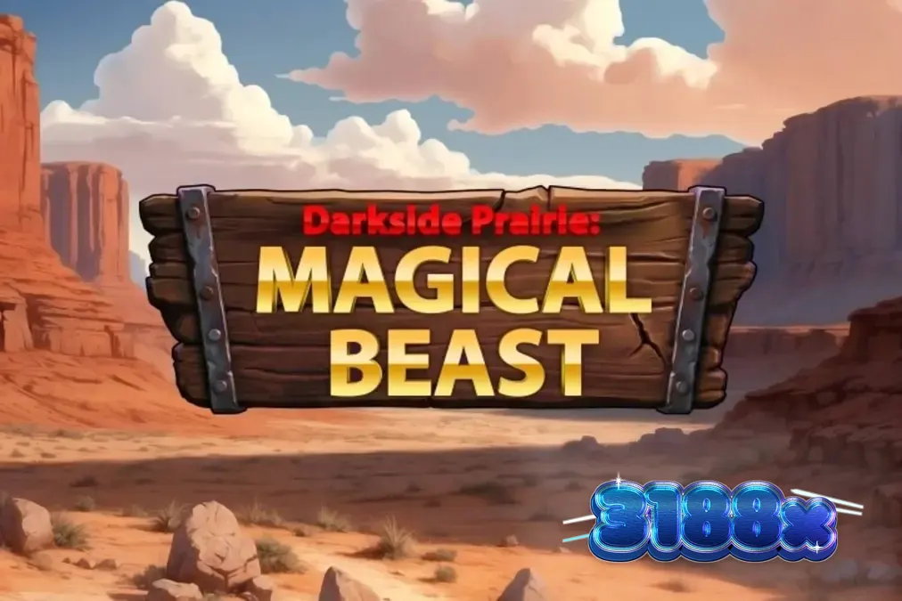 Tampilan visual slot Darkside Prairie: Magical Beasts dengan latar belakang ngarai senja yang dramatis.